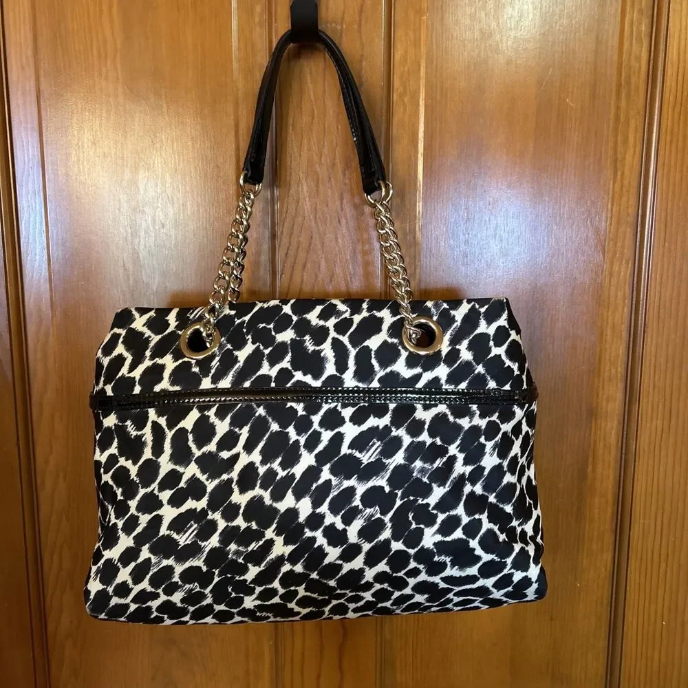 Vintage Kate Spade Animal Print Handbag Purse Patent Bow Luxury Designer